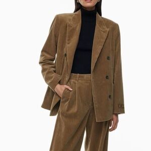 Wilfred (Aritzia) Brown Corduroy Double-Breasted Blazer